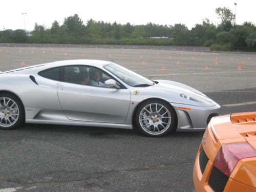 Driving a Ferrari on a racetrack in New Jersey